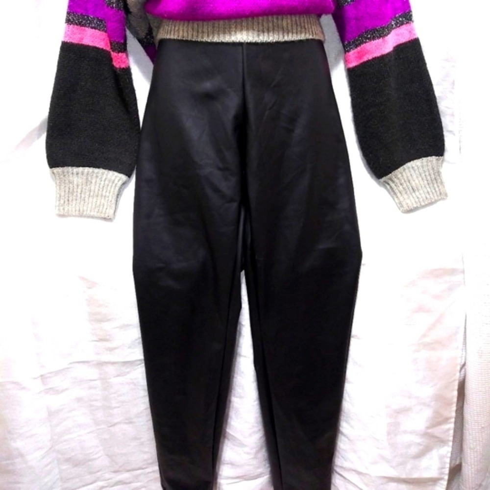 Smooth Fitting BLACK Vegan Leather PANTS L by A NEW DAY